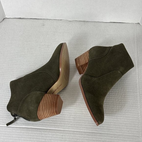 Violet & Red Cupid Bootie Boot Women's 7.5M Olive Suede Leather NWOB 9325 - Picture 9 of 13